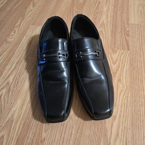George Men's Black Square Toe Memory Foam Dress Shoes, Size 11